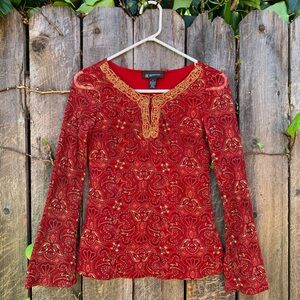2000s Paisley Bell Sleeve Top